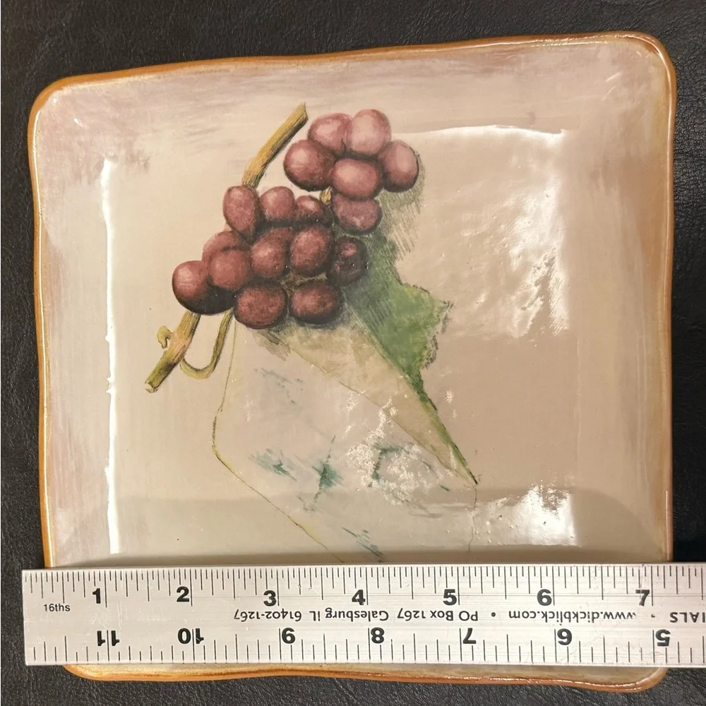Crate and Barrel Set of 4 Italian Ceramic Appetizer Plates 7 x 7 Inch